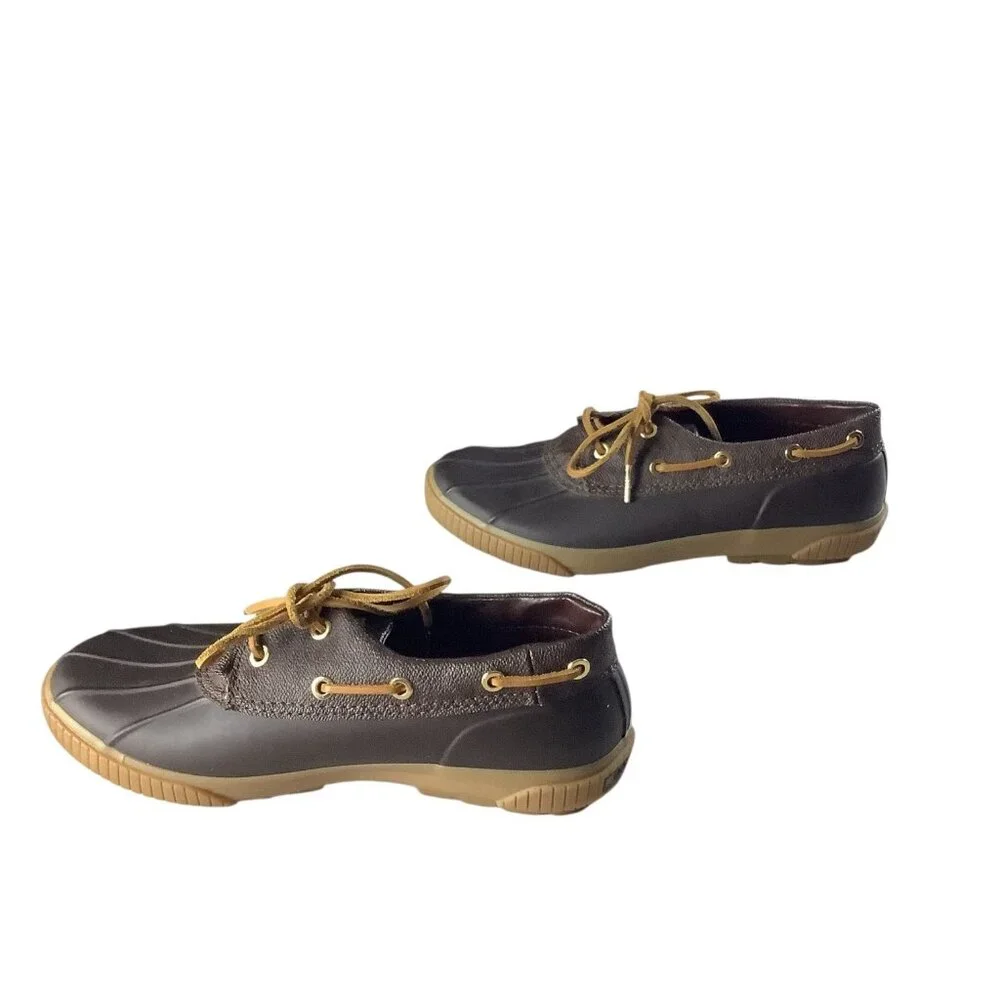 Michael Kors Womens Duck Shoes‎ Brown Rubber Sole Lace Up Size 8 Sturdy Outdoor